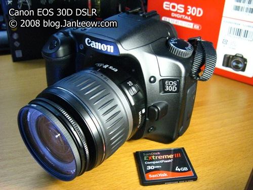 Canon EOS 30D DSLR with a 4GB SanDisk Extreme III compact flash storage card