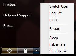 Windows Vista Shutdown options