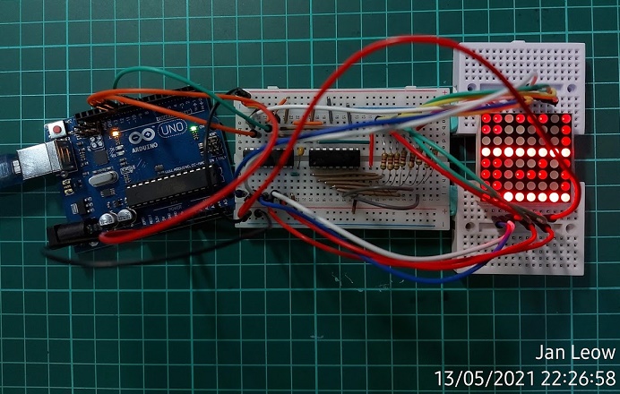 Arduino with 8x8 Dot Matrix Display