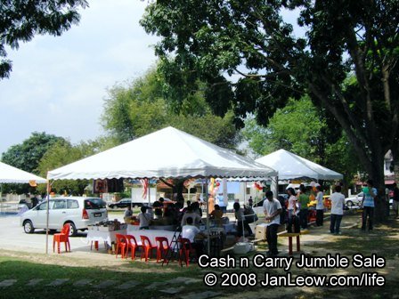 Cash and Carry Jumble Sale tent setup