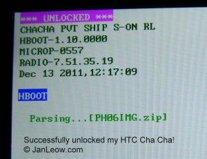 Successfully unlocked and rooted my HTC Cha Cha S-On phone